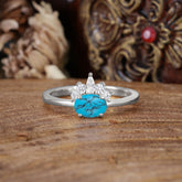 1 Carat Oval Cut 4 Prong Turquoise Anniversary Ring Puppy Paw Unique Ring